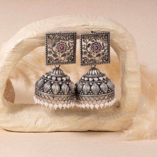 Elegant 925 sterling silver jhumka earrings with intricate design, perfect for adding sophistication to any outfit, ideal for formal events and everyday wear. gift for women/girls, 