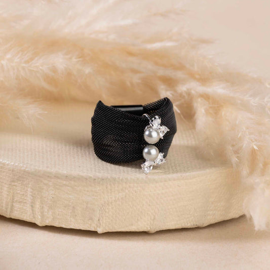 black colour silver ring for women/ gift for her
