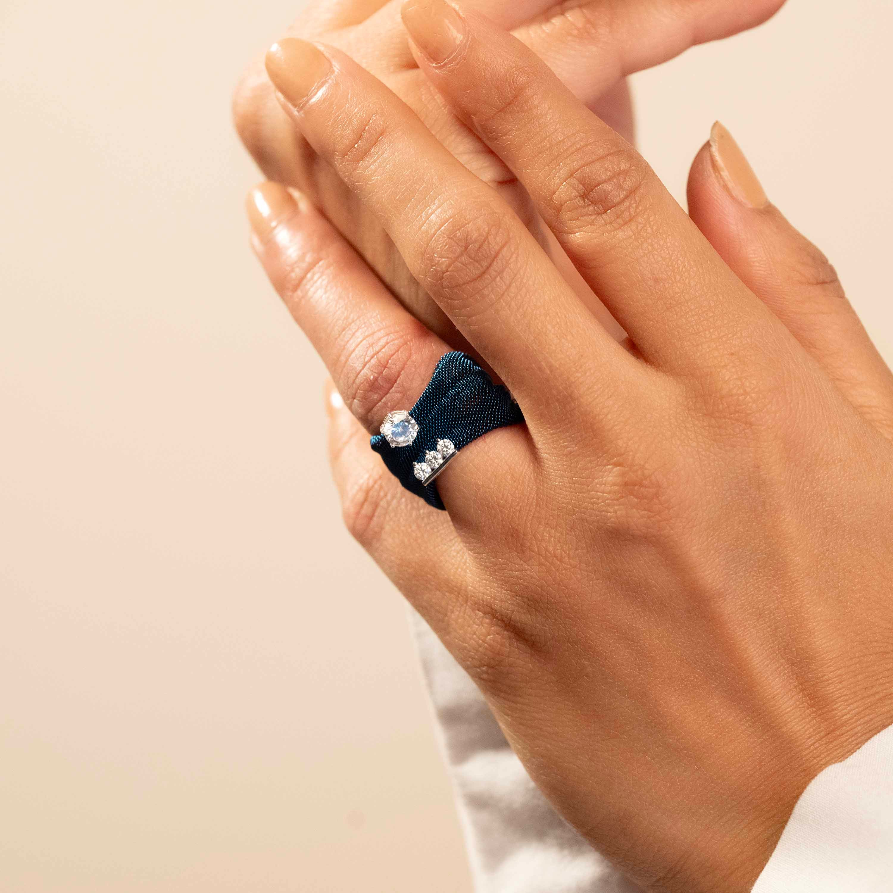 blue colour silver ring for women/ gift for her
