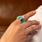sea green colour silver ring for women/ gift for her
