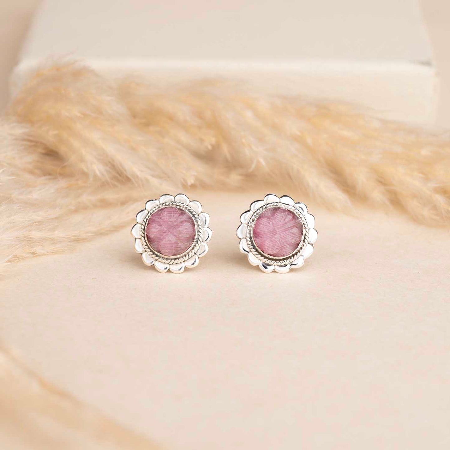 Pink Silver Studs