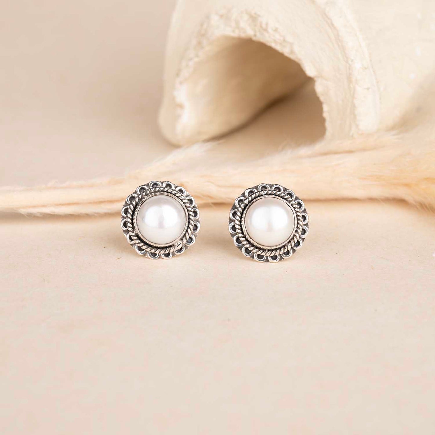 Silver Pearl Studs
