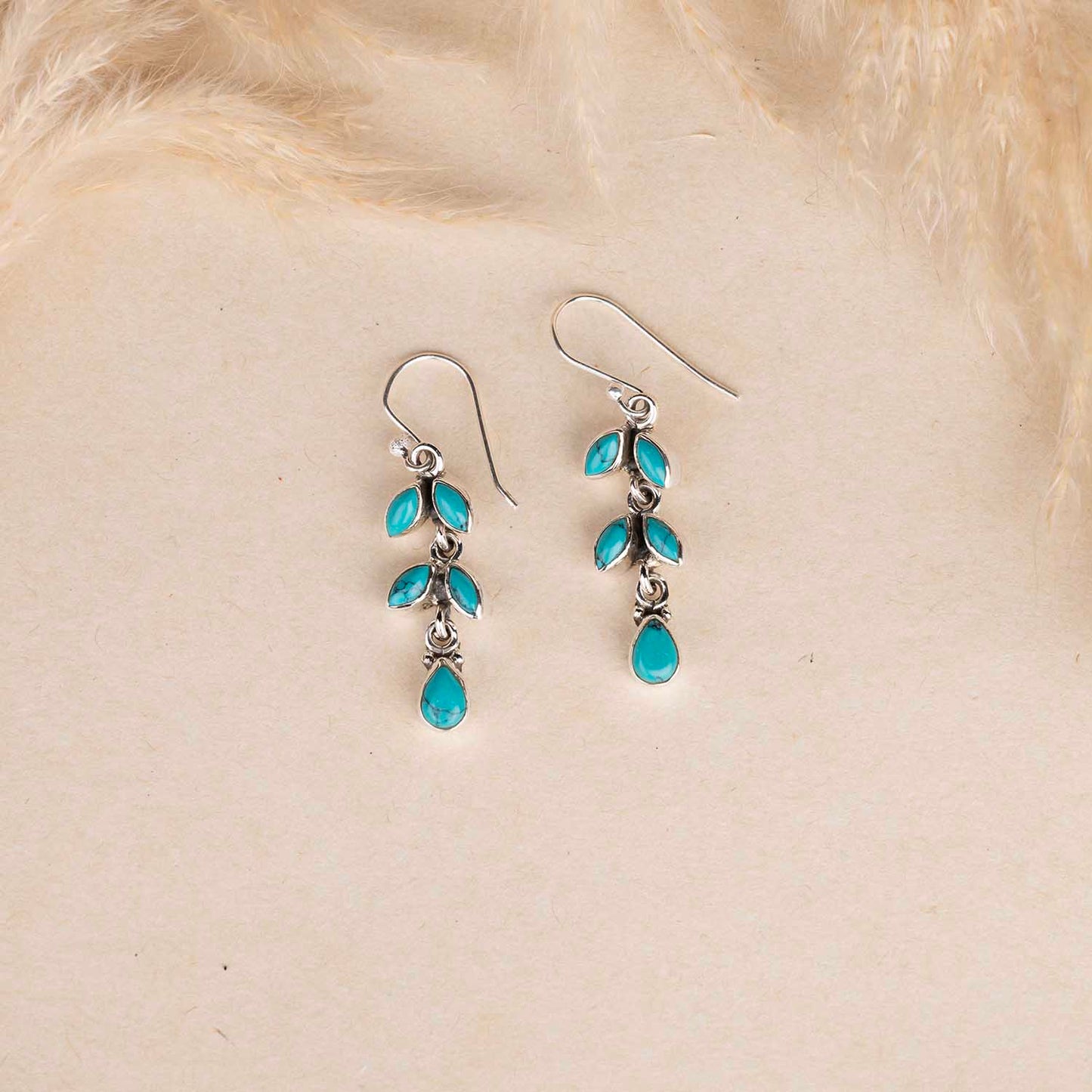Dangling Turquoise Silver Earrings