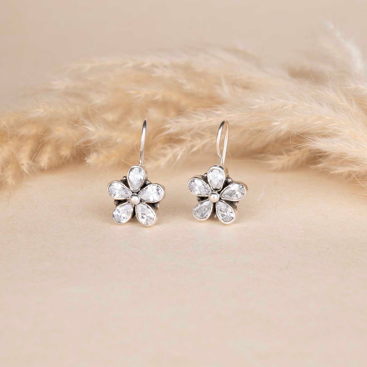 Floral Silver Earrings