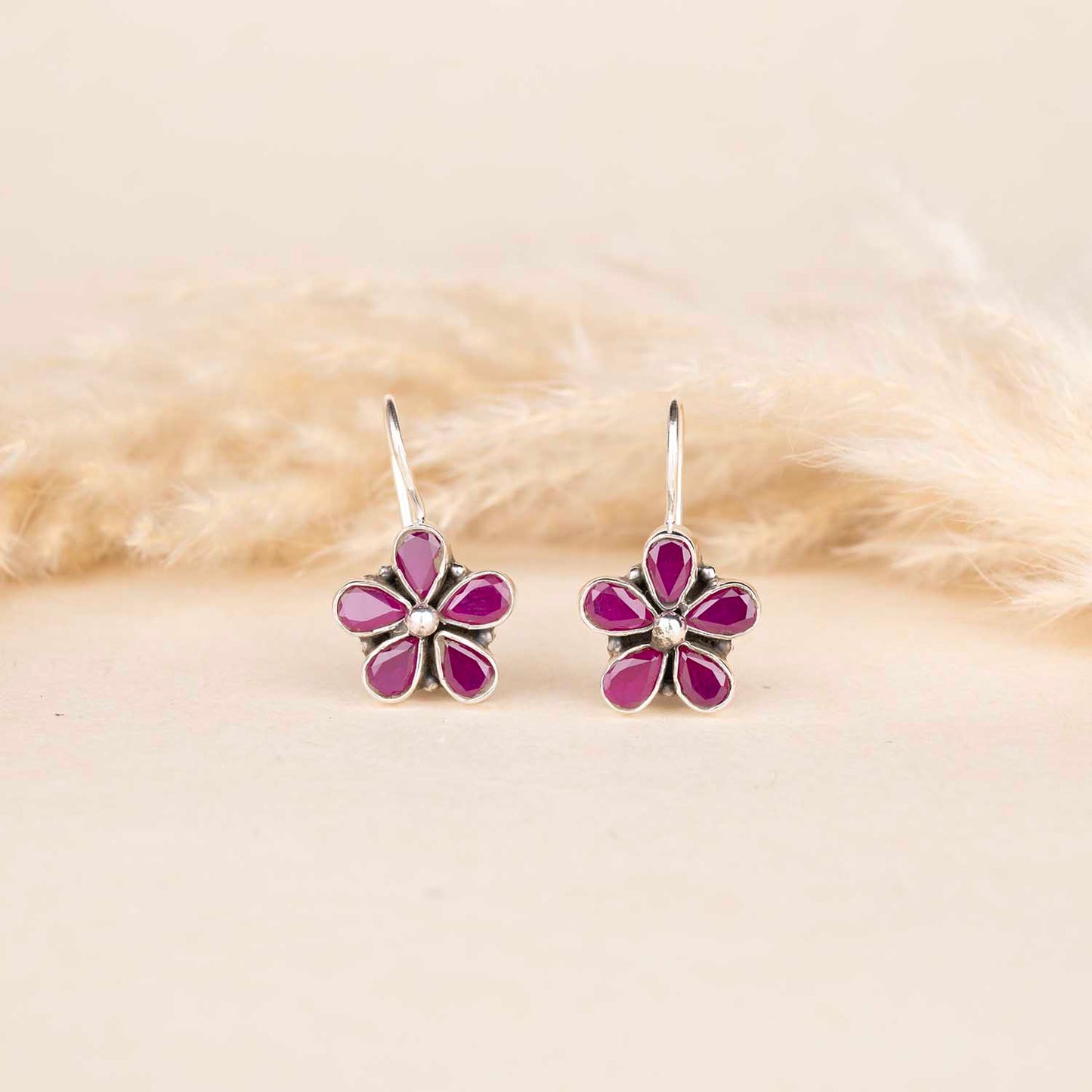 Floral Silver Earrings
