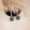 Green Silver Earrings