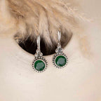 Green Silver Earrings