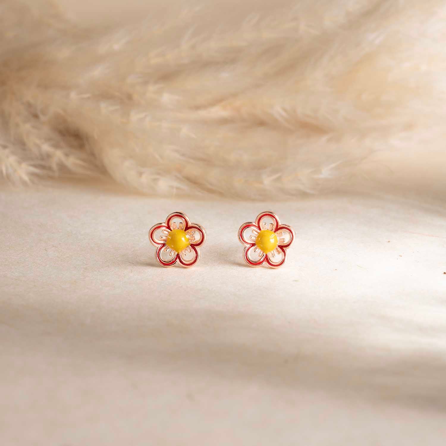 Rose Gold Flower Earrings