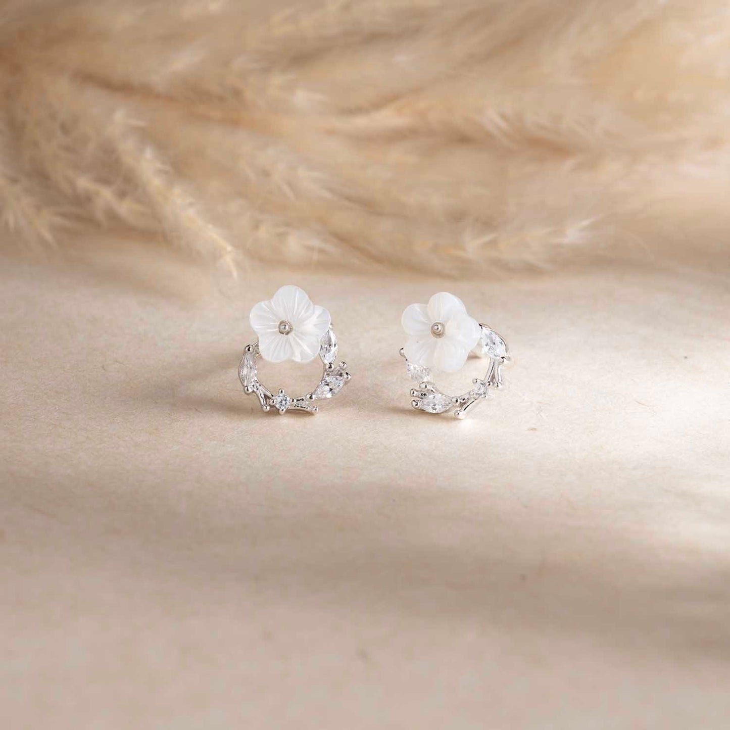 Silver Tinny Floral Earrings