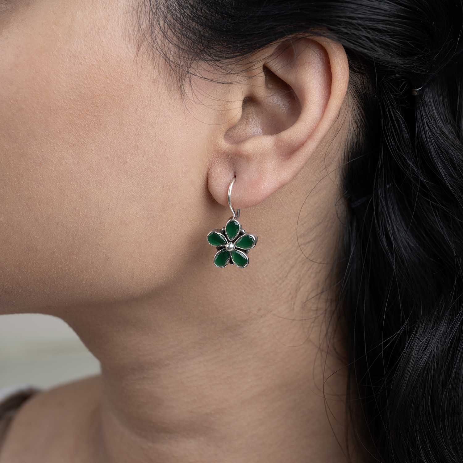 Floral Silver Earrings
