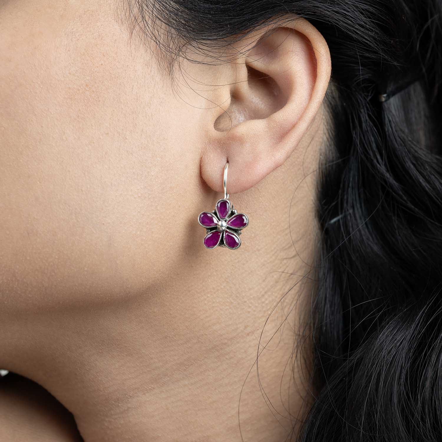 Floral Silver Earrings