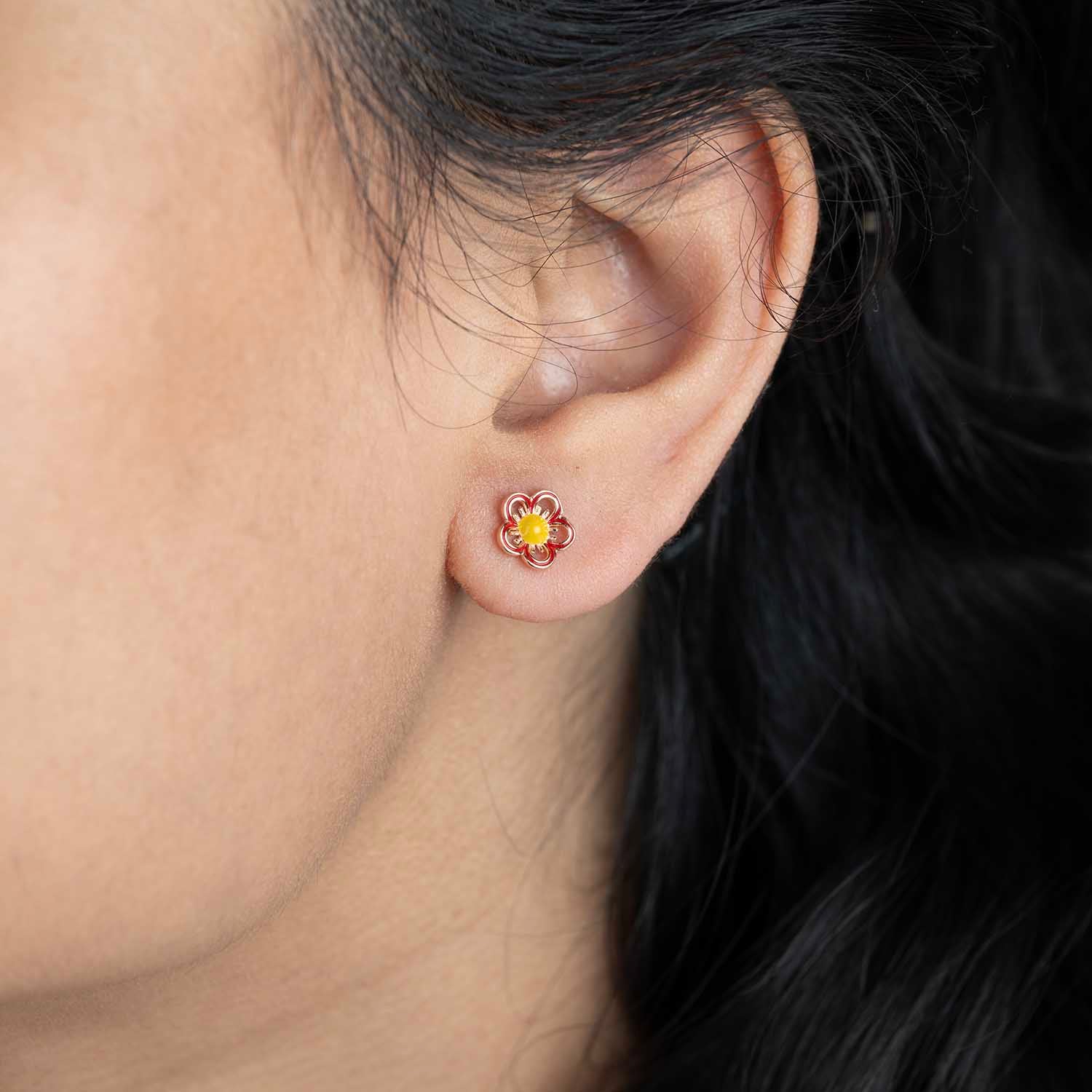 Rose Gold Flower Earrings