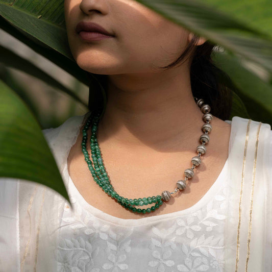 Green Onyx Silver Necklace