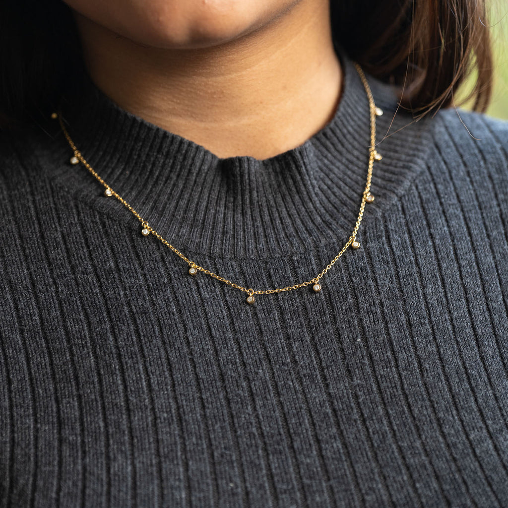 Gold Dangling Stones Chain
