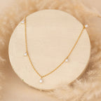 Dangling Pearls Gold Necklace