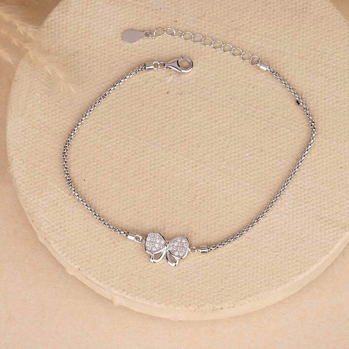 CZ Bow Silver Bracelet
