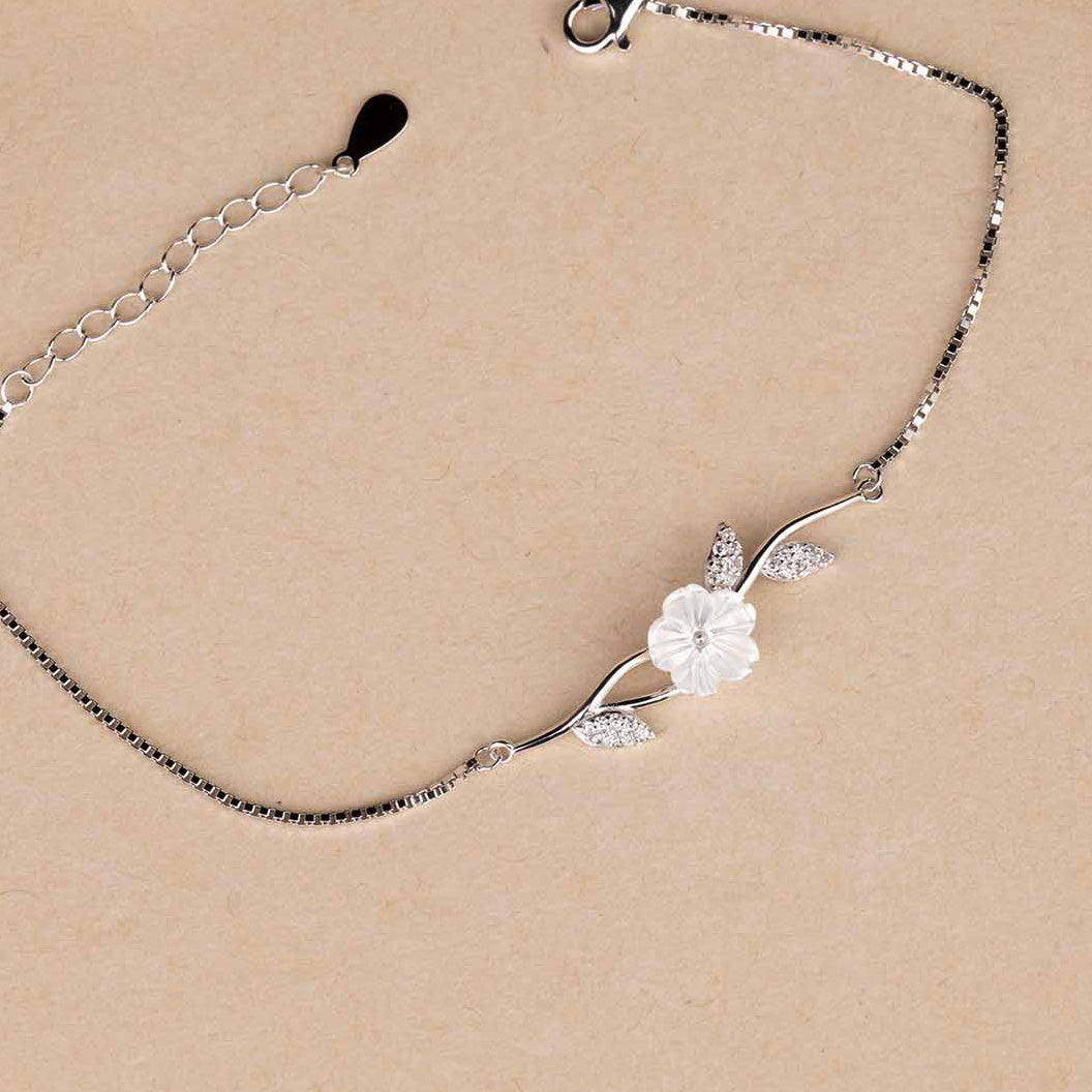 Elegant Silver Floral Bracelet