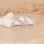Silver Twisted Hoops