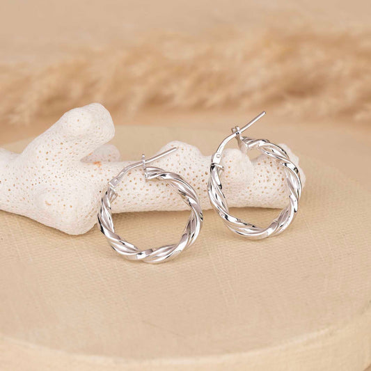 Silver Twisted Hoops