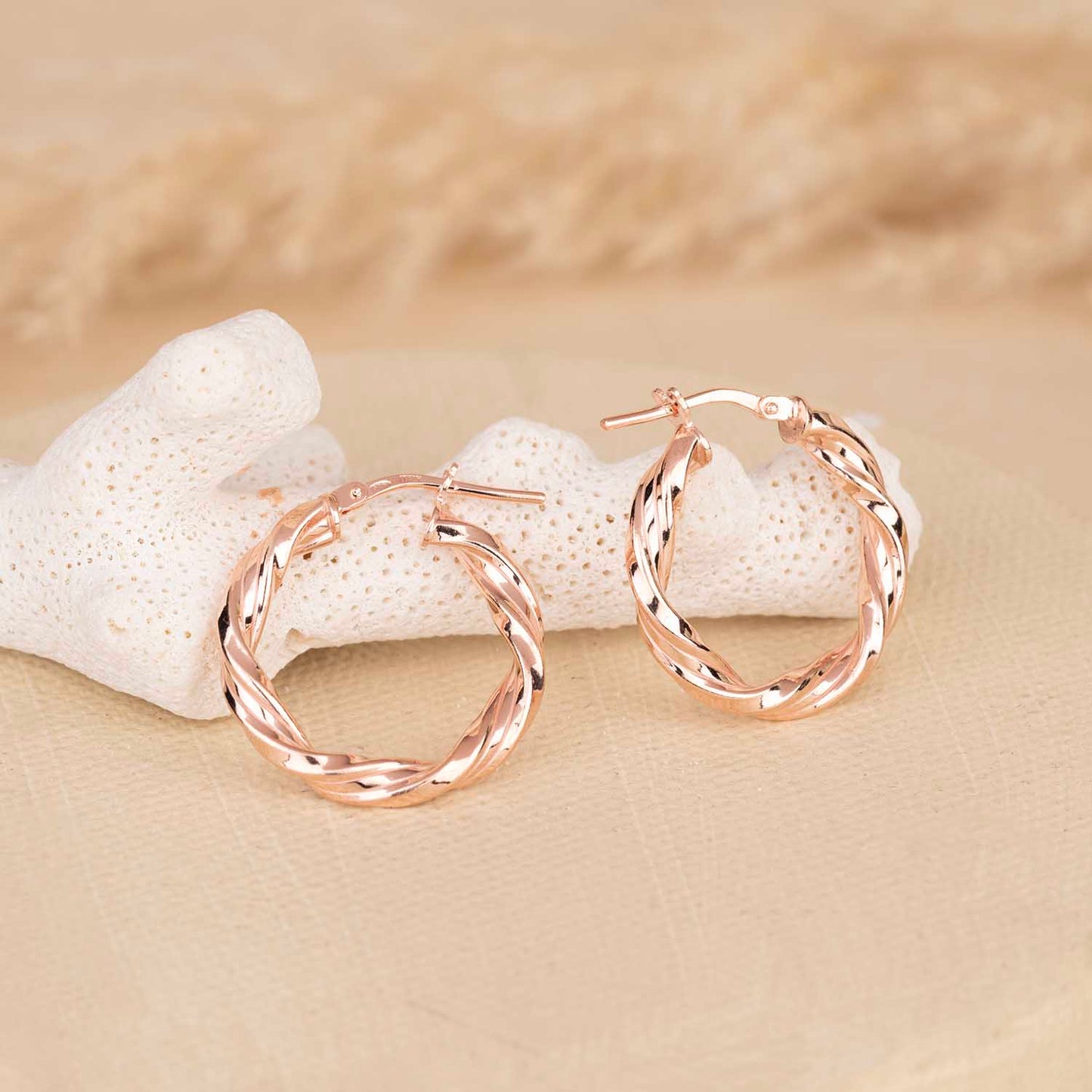 Rose Gold Twisted Hoops