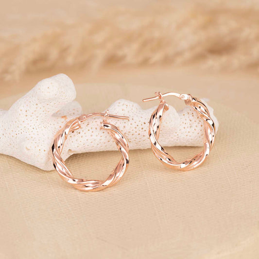 Rose Gold Twisted Hoops