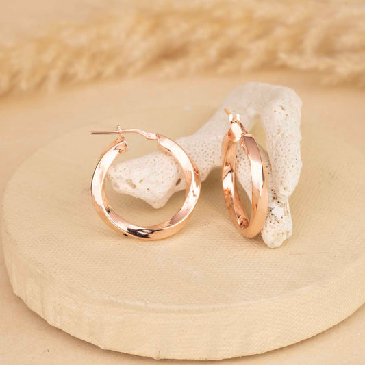 Rose Gold  Twisted Hoops