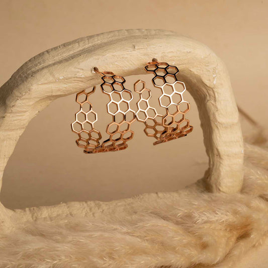 Honeycomb Rose Gold Hoops