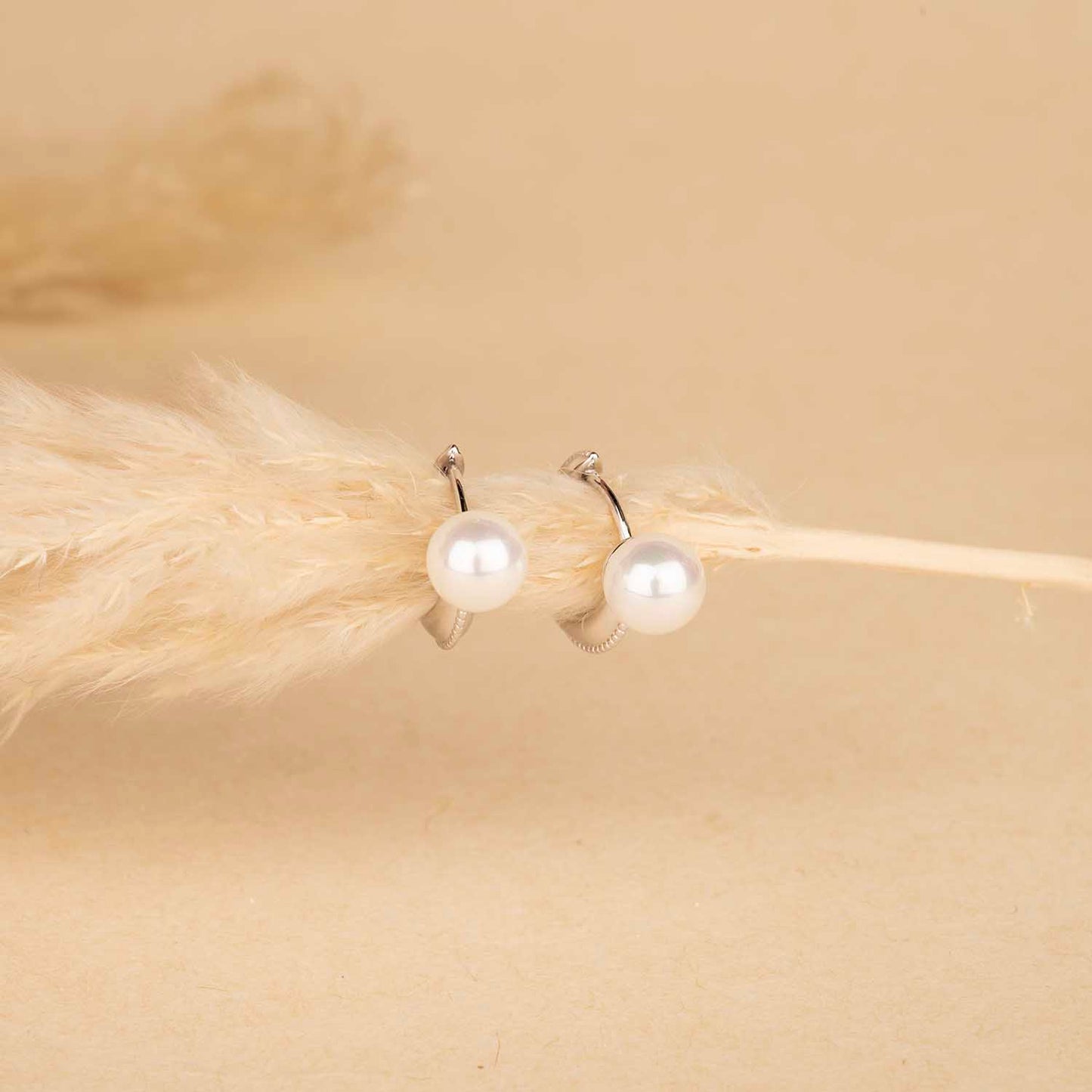 Silver Pearl Hoops