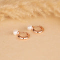 Rose Gold Pearl Hoops