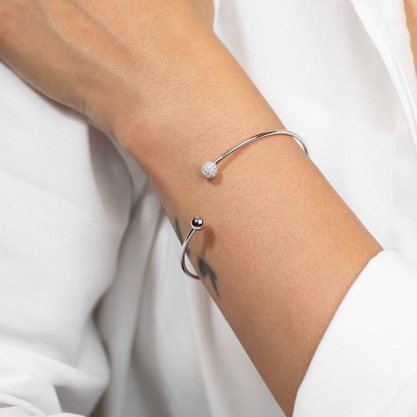 Silver CZ Ball Cuff
