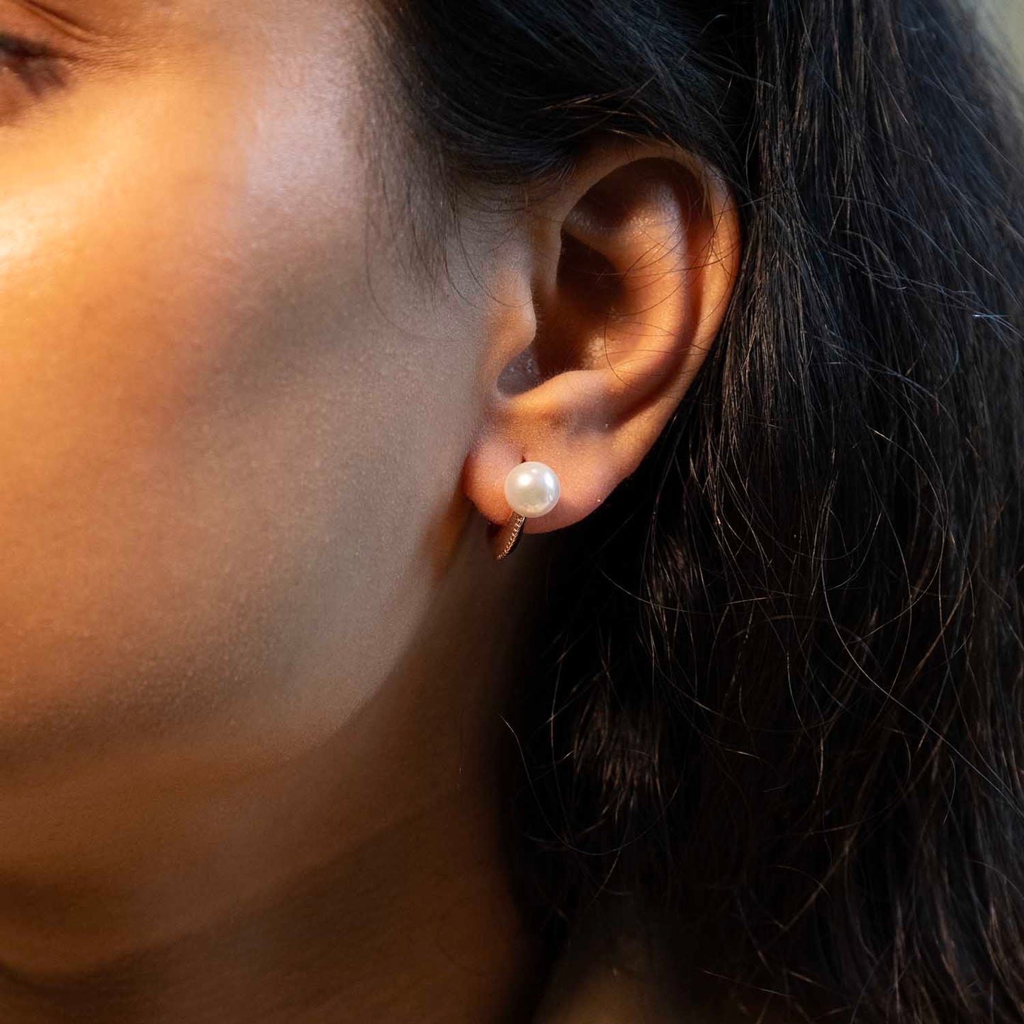 Rose Gold Pearl Hoops