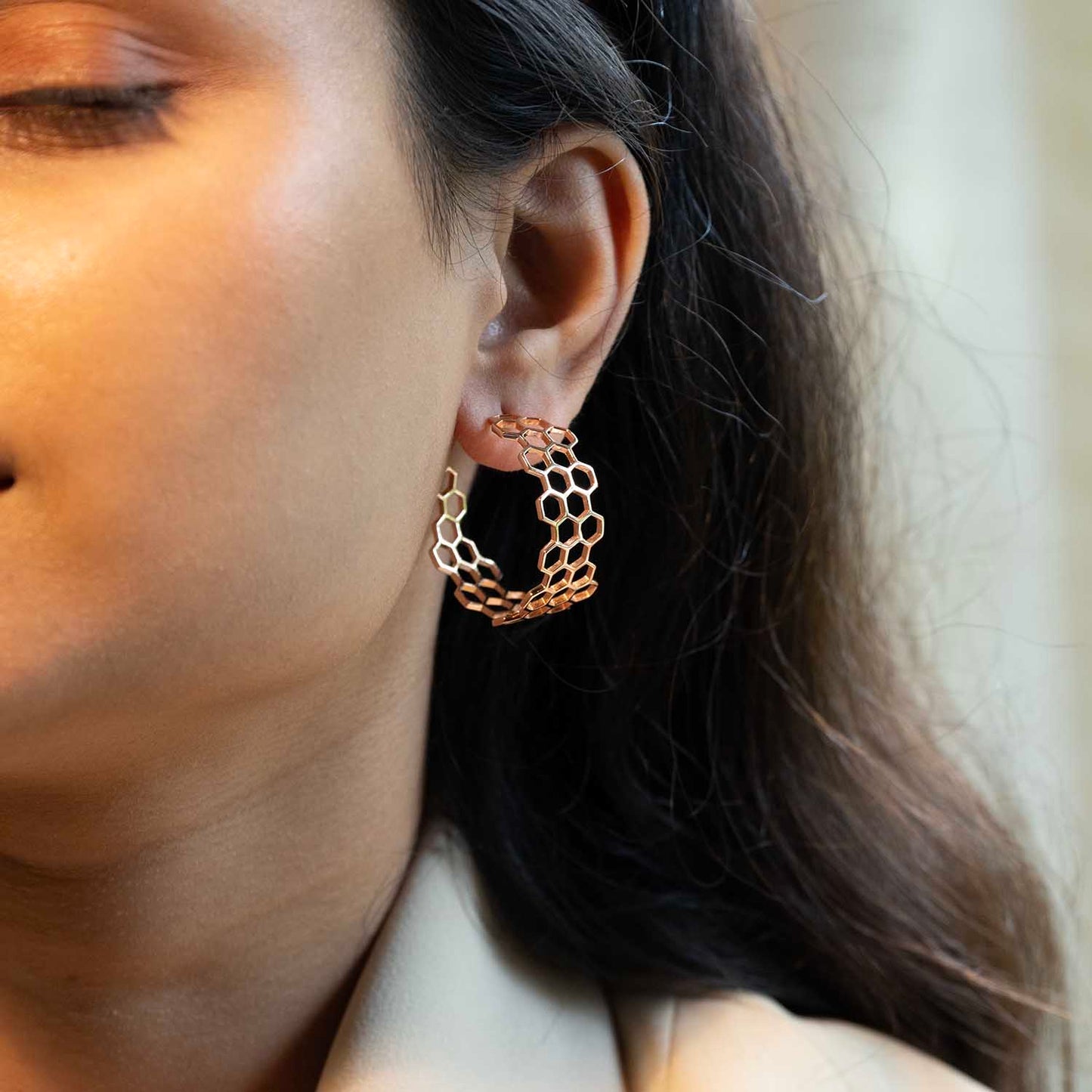 Honeycomb Rose Gold Hoops