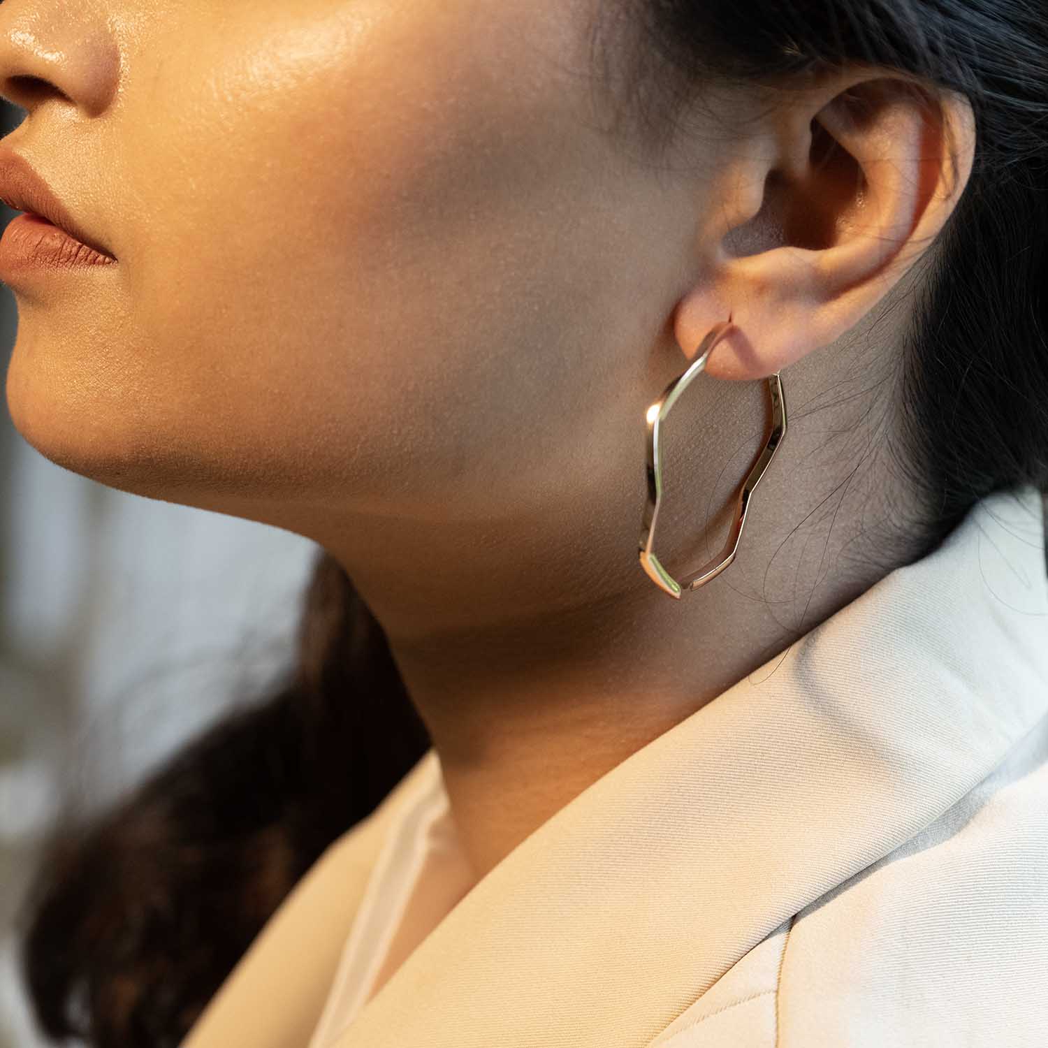 Rose Gold Zig Zag Hoops