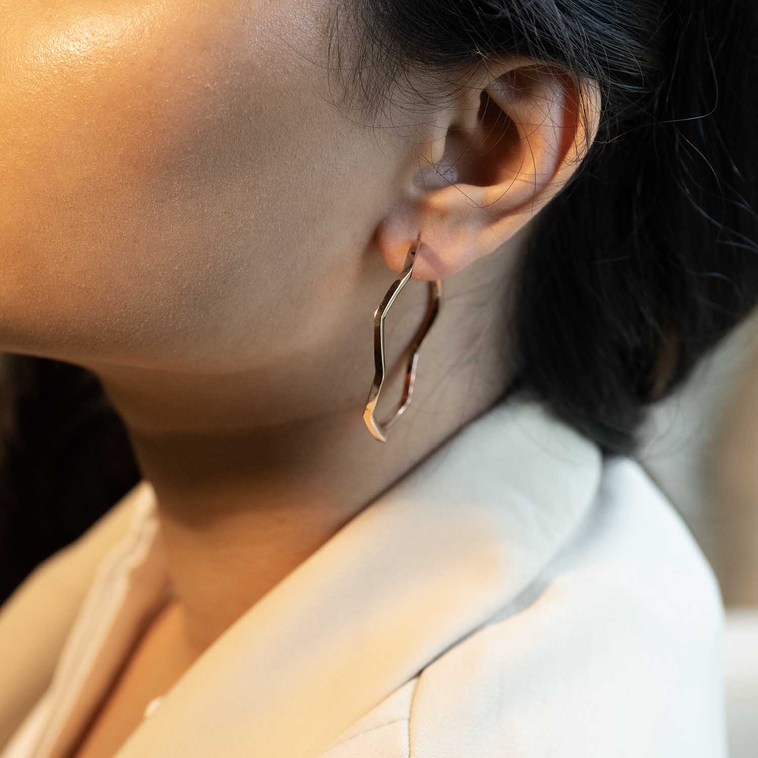 Rose Gold Zig Zag Hoops