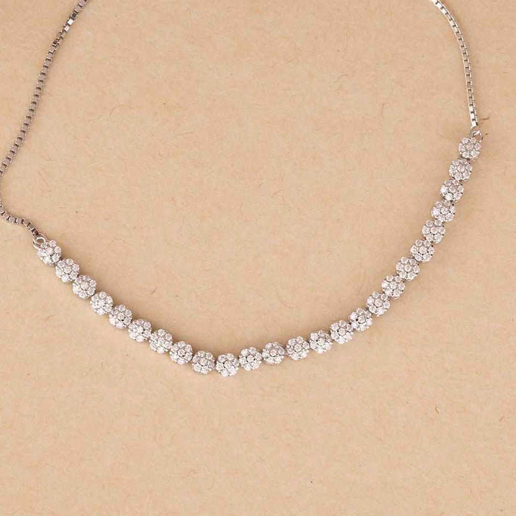Floral CZ Silver Bracelet
