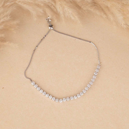 Floral CZ Silver Bracelet