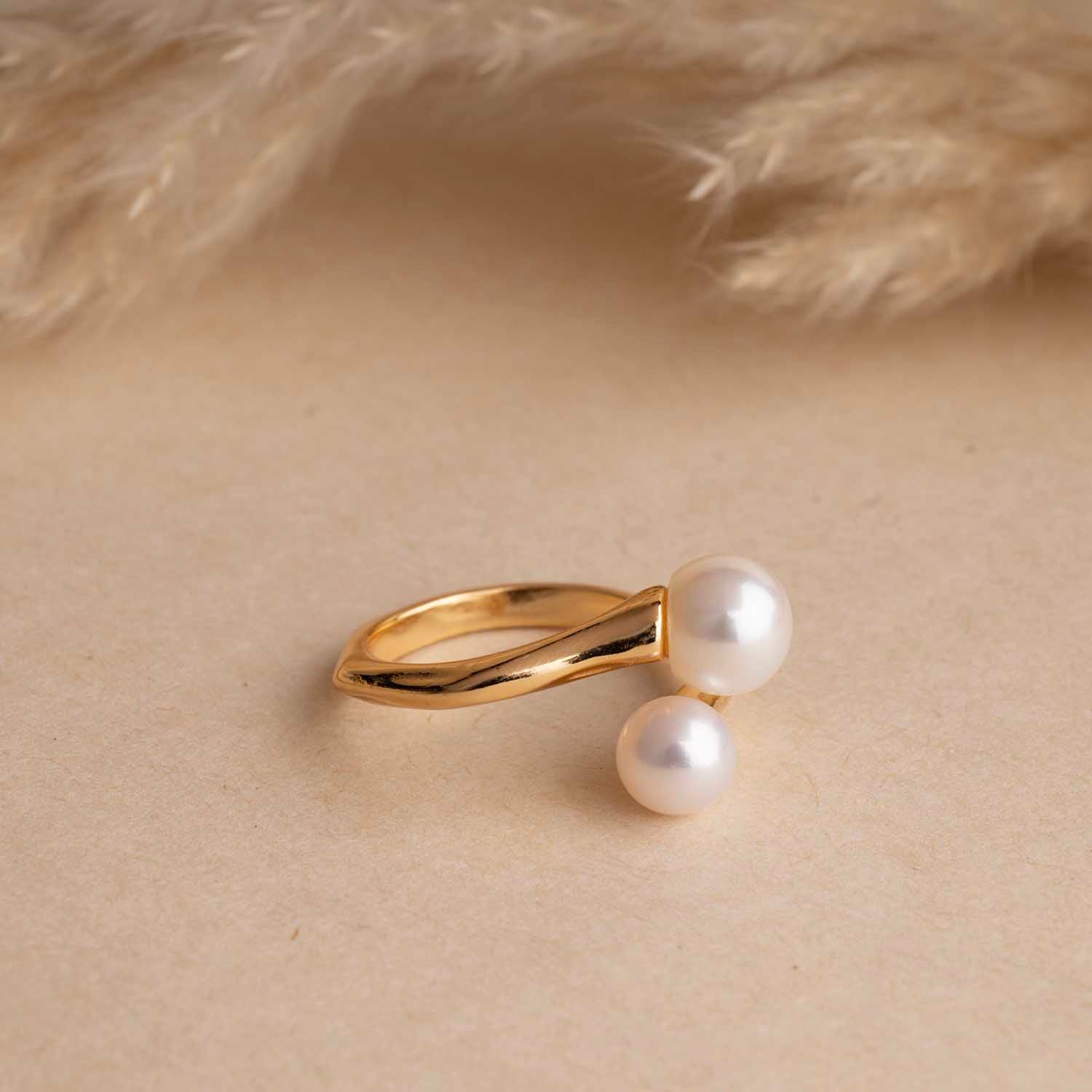 Gold Pearls Ring