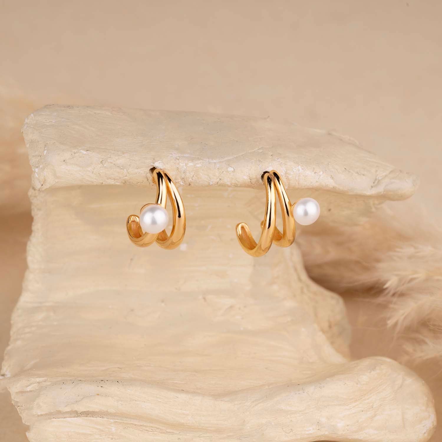 Gold Pearl Earrings