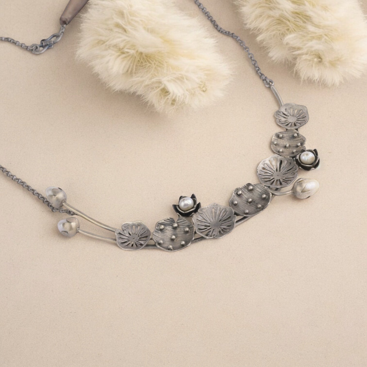 Lotus Leaf Silver Necklace