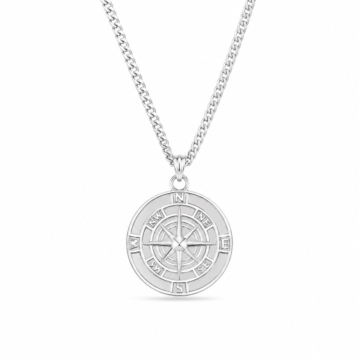 Silver Compass Necklace