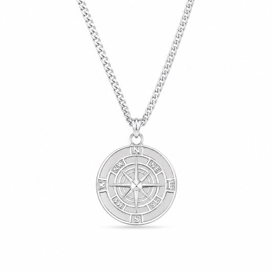 Silver Compass Necklace