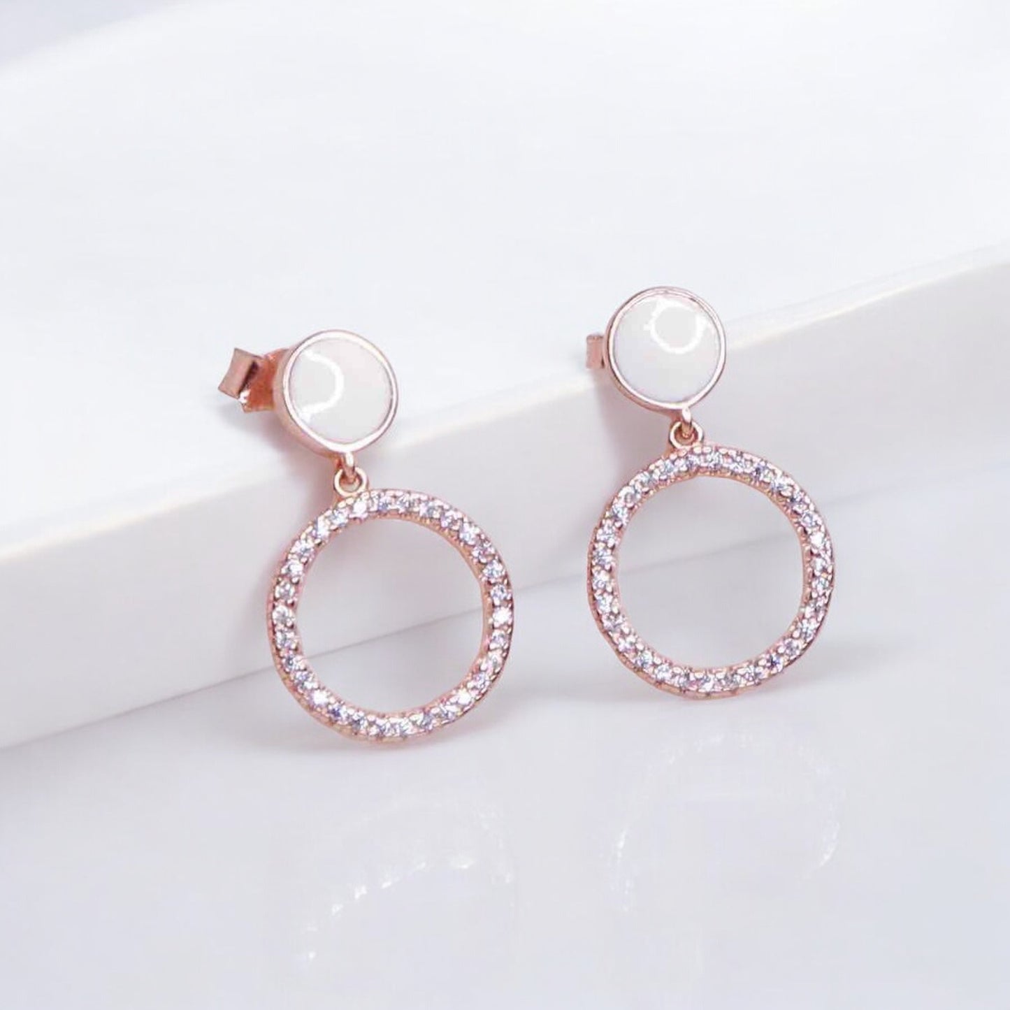 White Ring Earrings