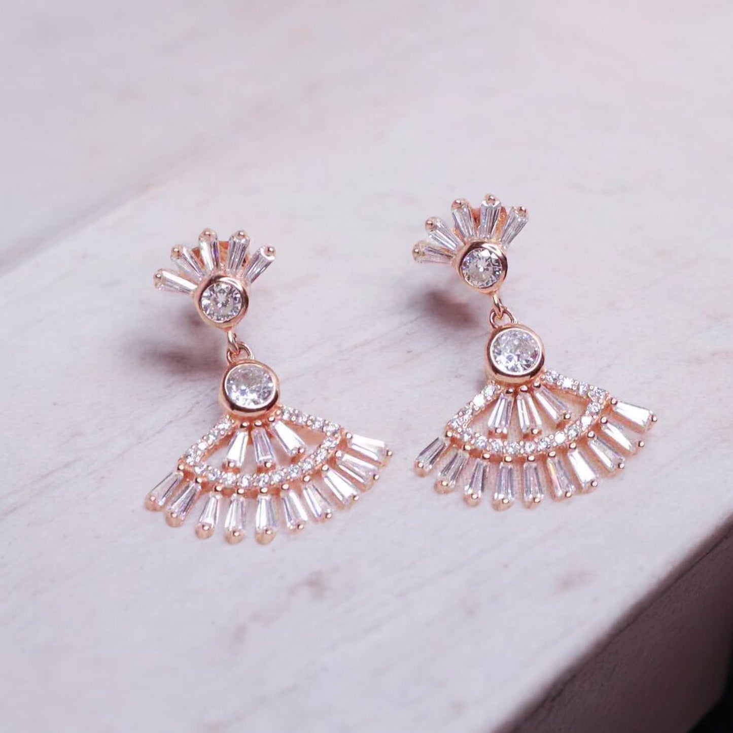 Elegant rose gold cubic zirconia silver studs sparkling with timeless sophistication