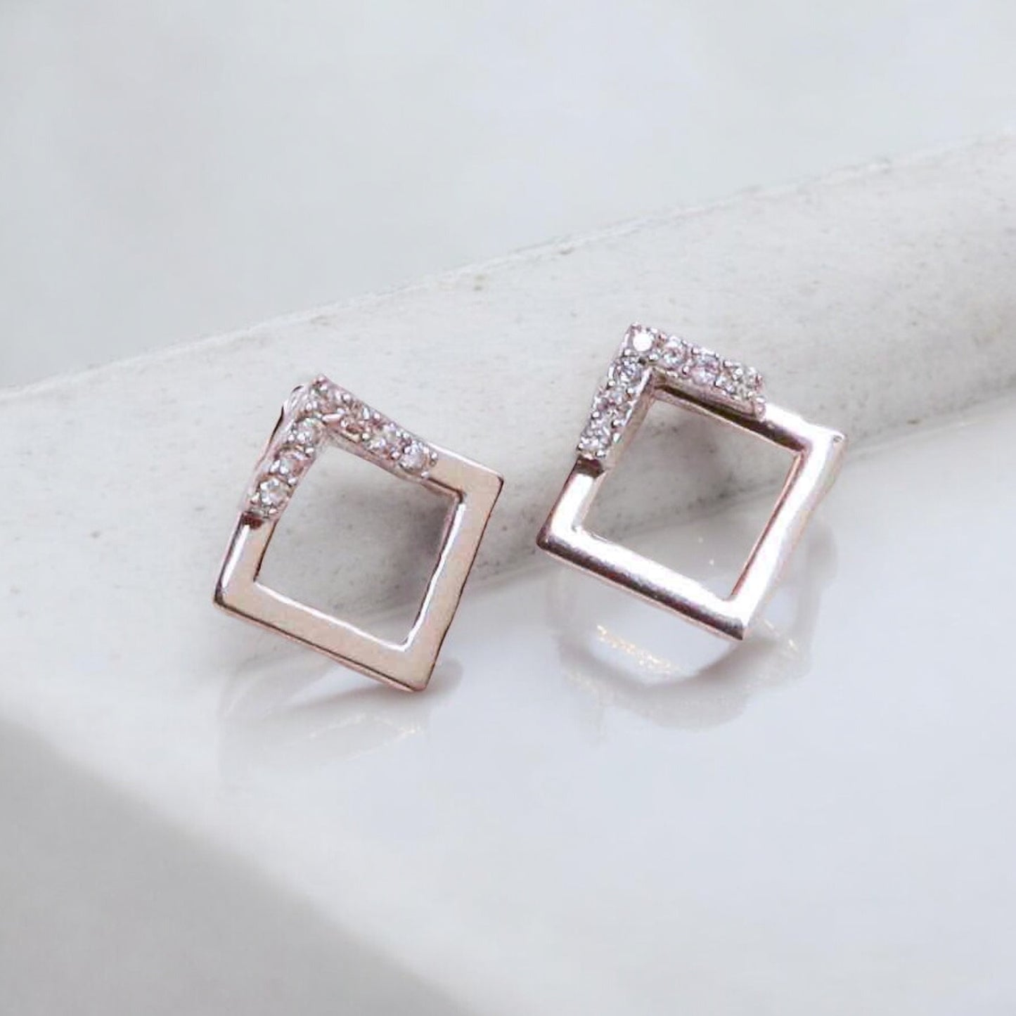 Silver Square Studs