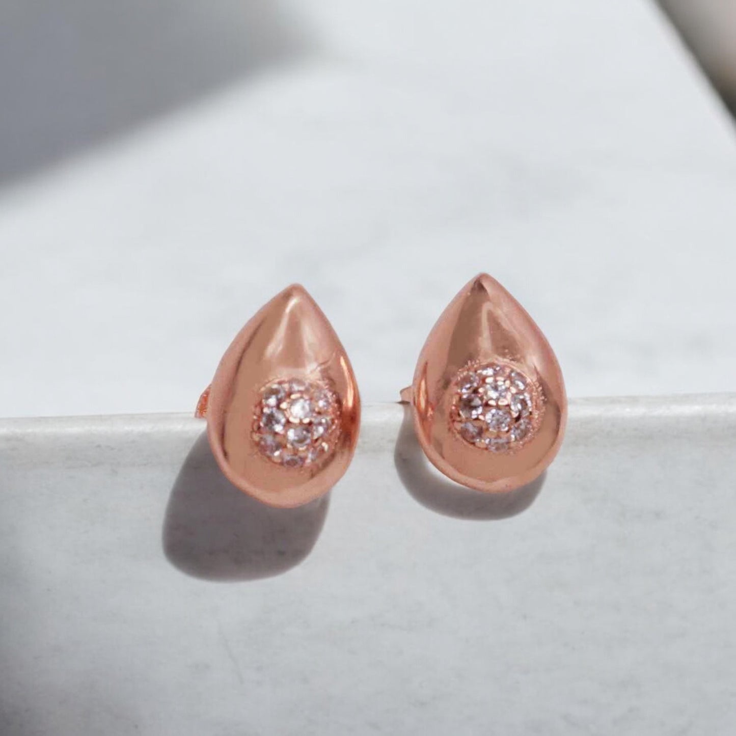 Rose Gold Drop Studs