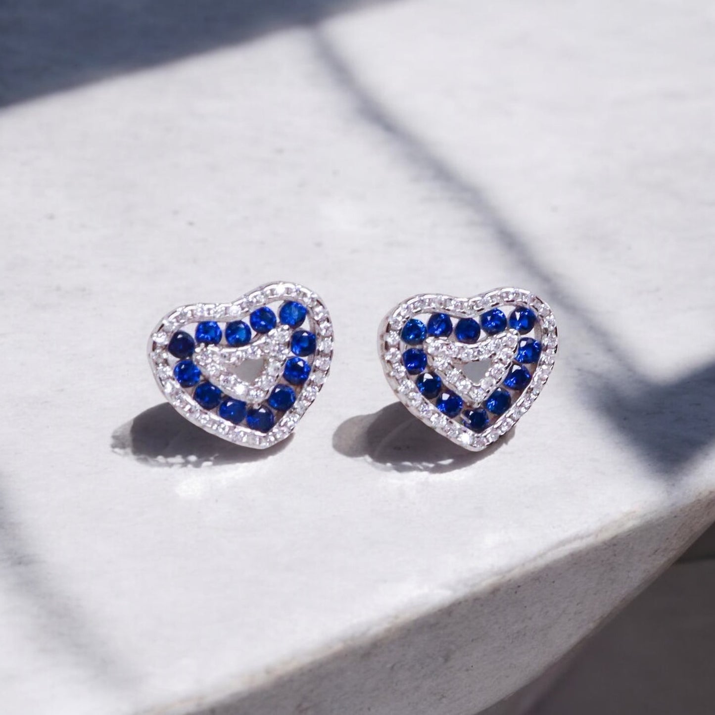 Blue Heart Studs