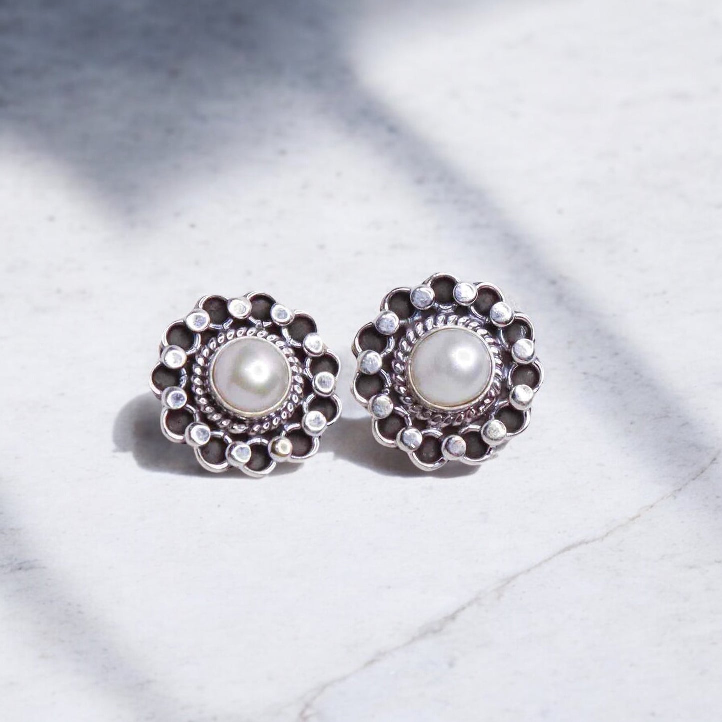 Silver Pearl Studs