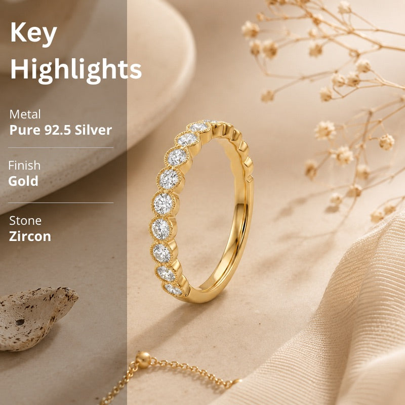 Gold Minimal CZ Band Ring in 925 Sterling Silver