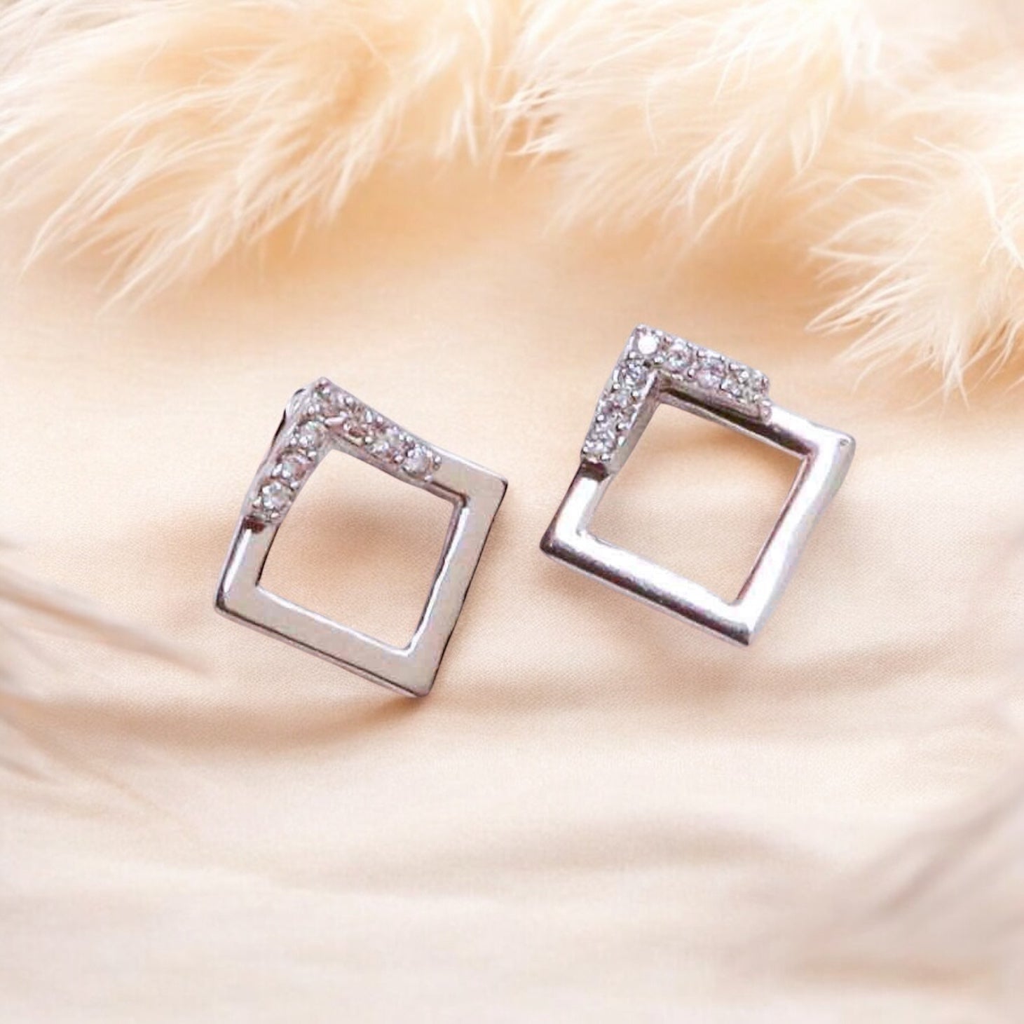 Silver Square Studs