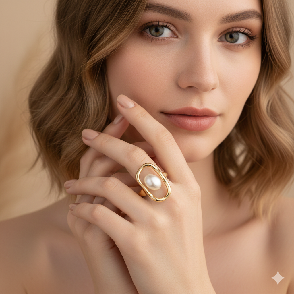 Gold Pearls Ring